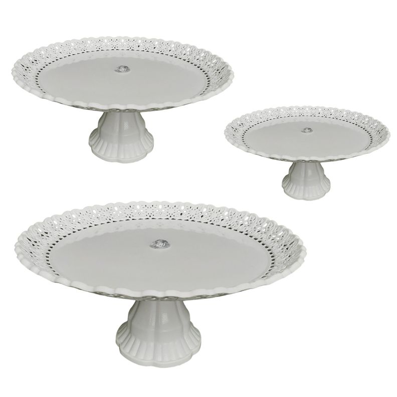 Pack 3 Bandejas Redonda C/Base Alta 21cm/24cm/32cm - Blanco-0