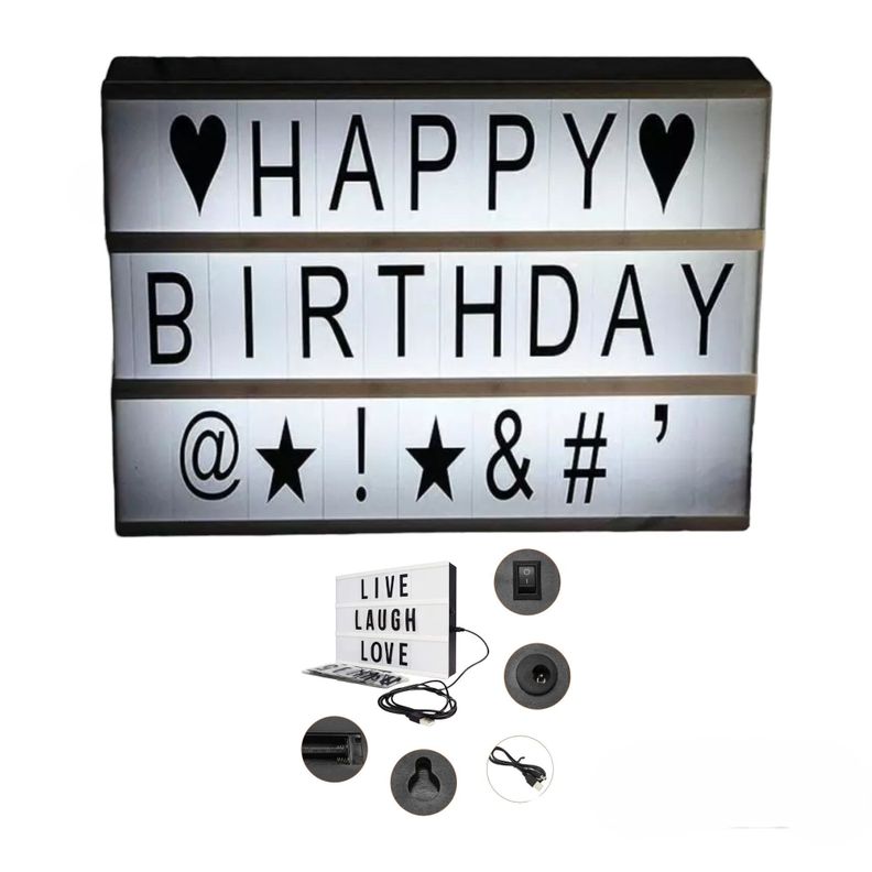 Caja de Luz Led para Mensajes Letras Números y Símbolos - Negro-0