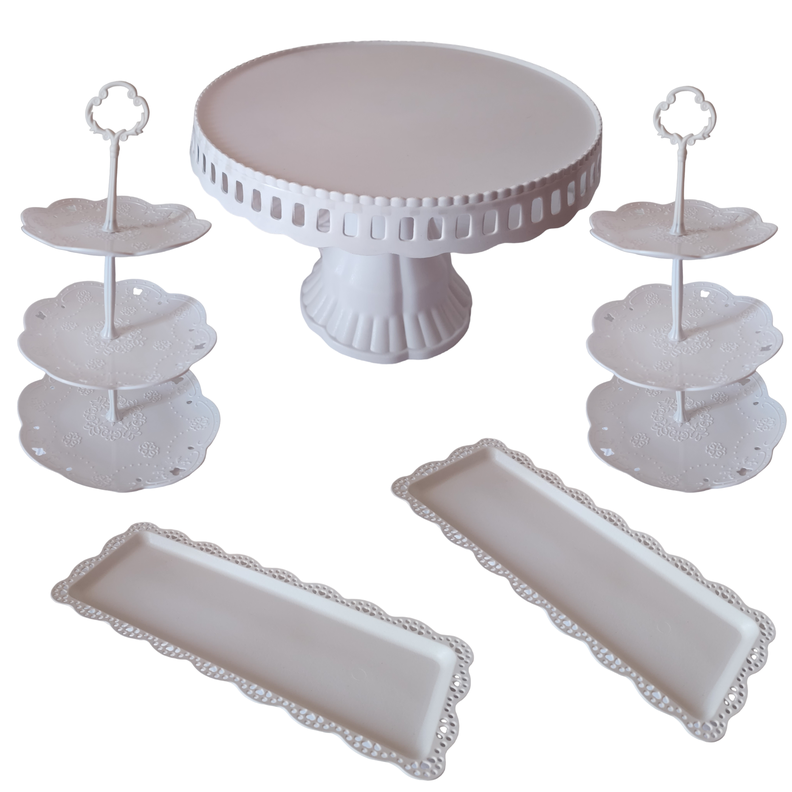 Set 5 Piezas Candy Bar (Porta Torta, Porta Cupcake, Bandeja)-0
