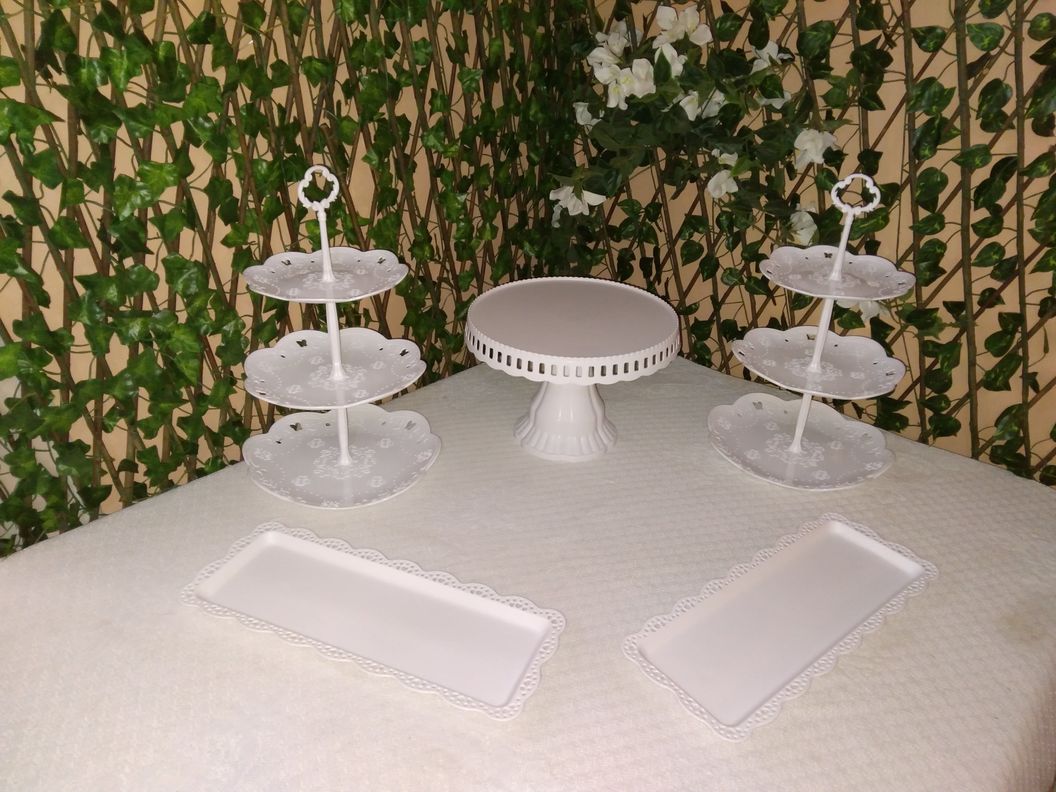 Set 5 Piezas Candy Bar (Porta Torta, Porta Cupcake, Bandeja)-1