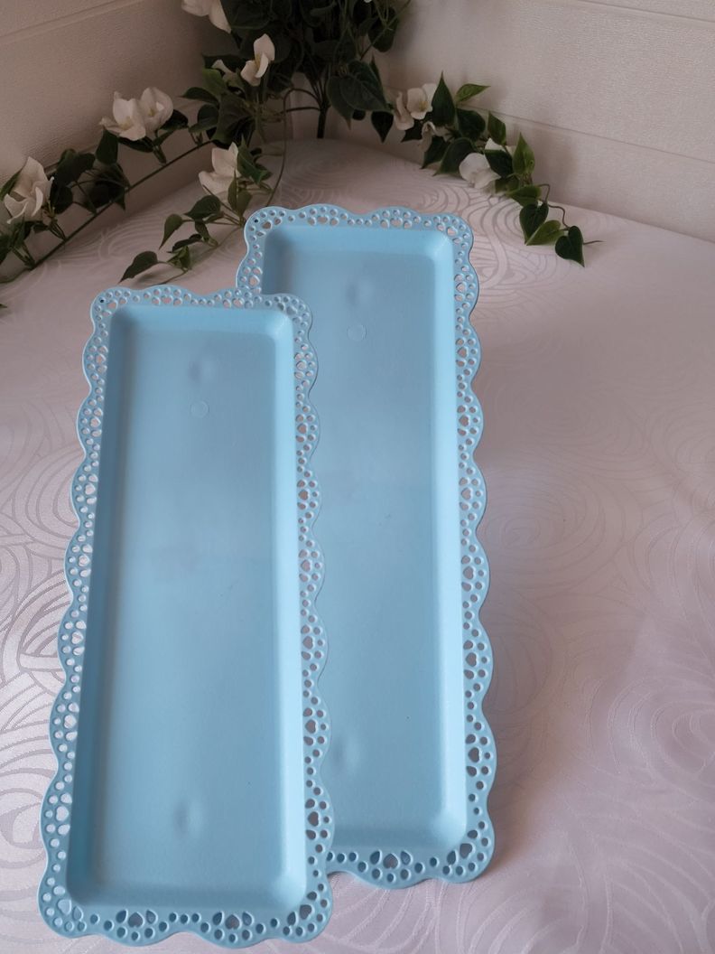 Pack 2 Bandejas Rectangular Para Pasteles - Celeste-1