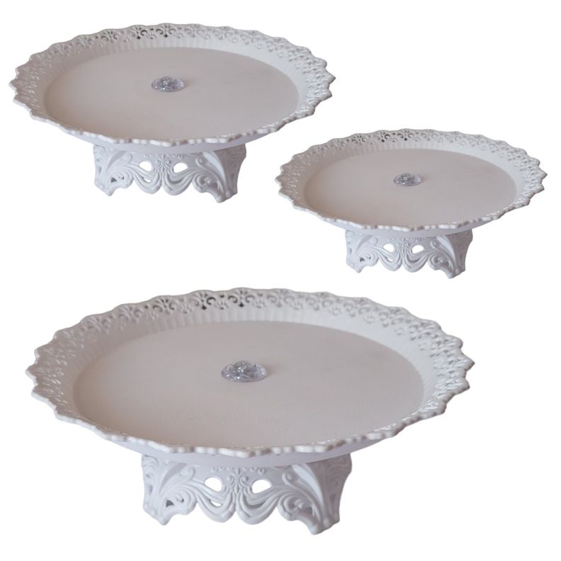 Pack 3 Bandejas Redonda C/Base Baja 21cm/24cm/28cm - Blanco
