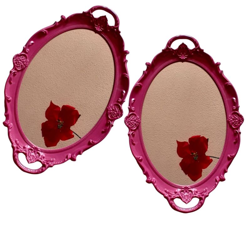 Pack 2 Bandeja Espejo Ovalada Deco Candy Bar - Fucsia-0