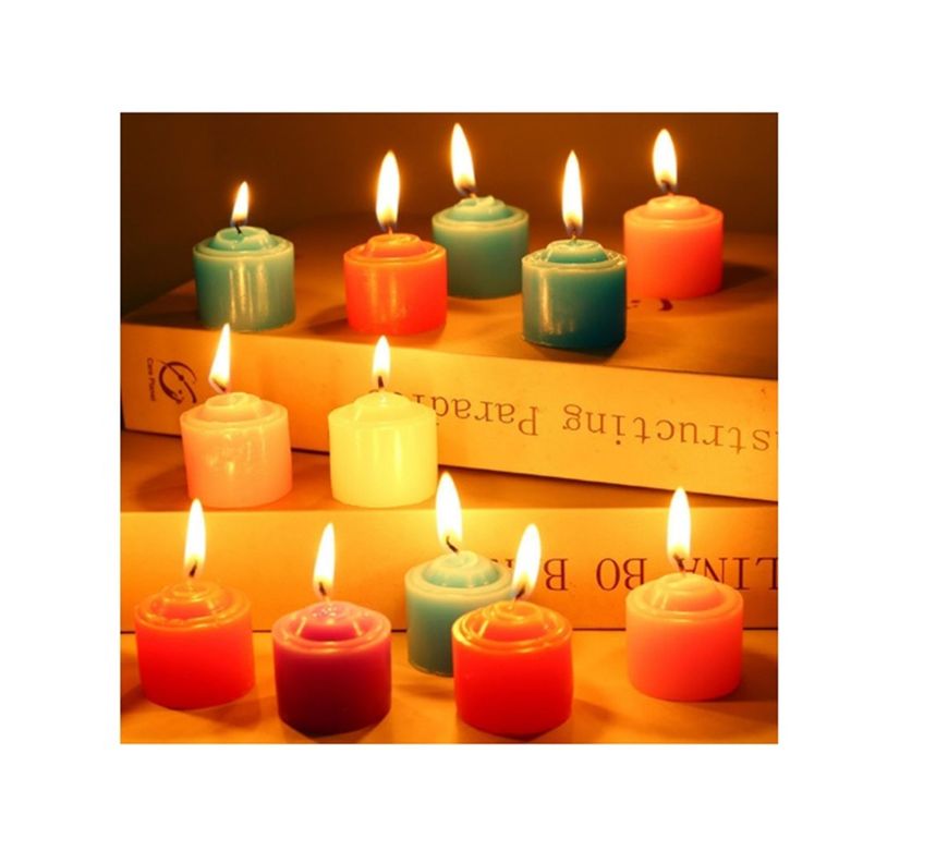 PACK 12 MINI VELAS ROMANTICAS AMARILLAS 3.5 CM-1