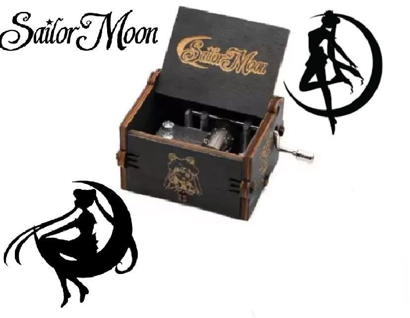SAILOR MOON caja musical con manivela negra-0