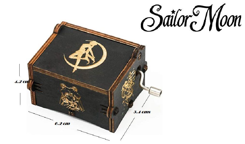 SAILOR MOON caja musical con manivela negra-3
