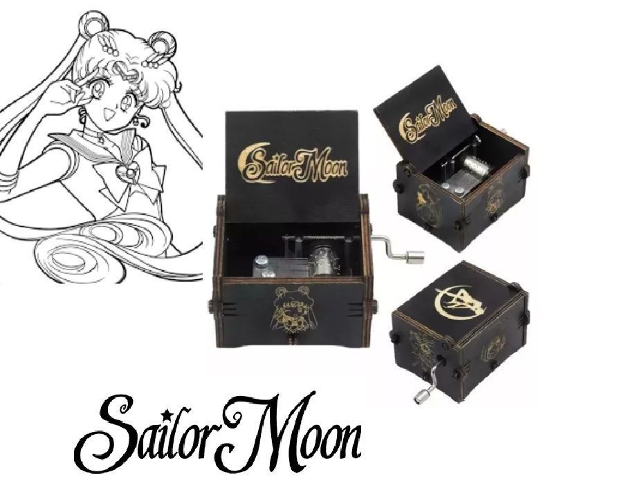 SAILOR MOON caja musical con manivela negra-1