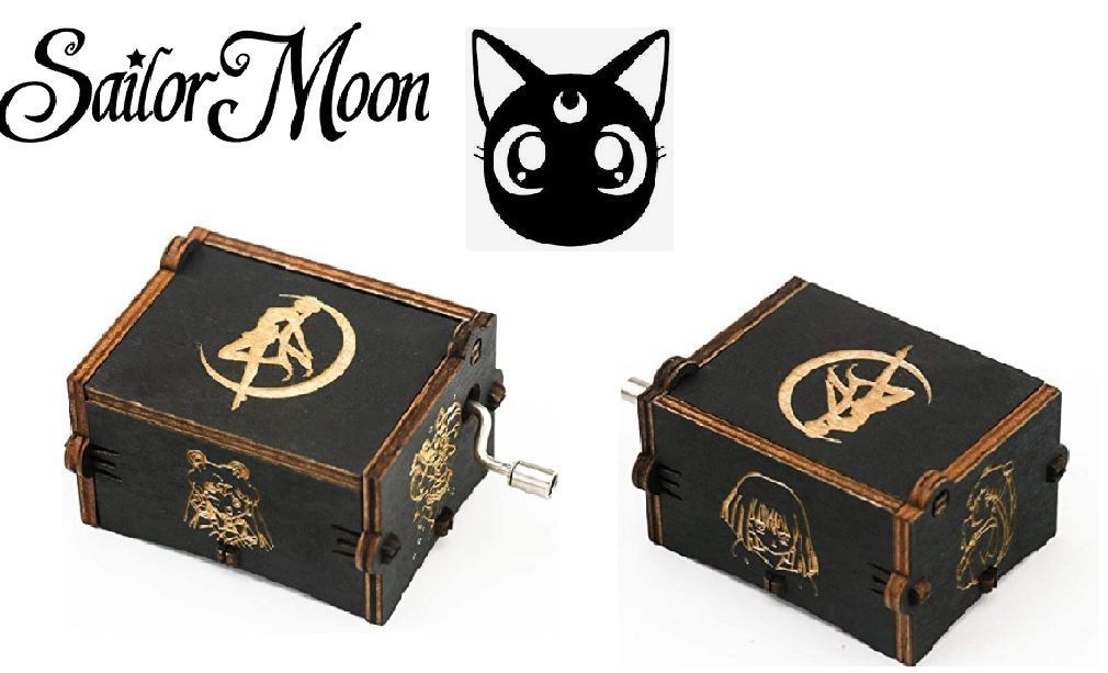 SAILOR MOON caja musical con manivela negra-2