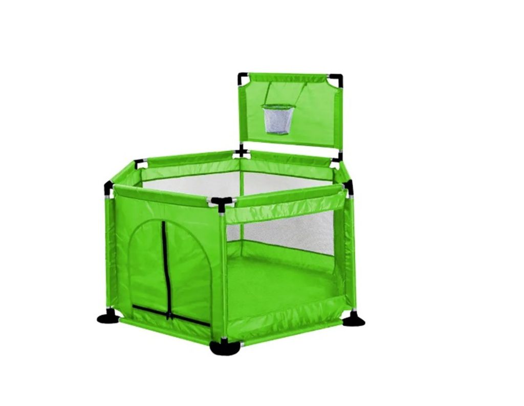 CORRAL EXAGONAL CON ARO BASKETBALL PARA BEBES VERDE PISTACHO-0