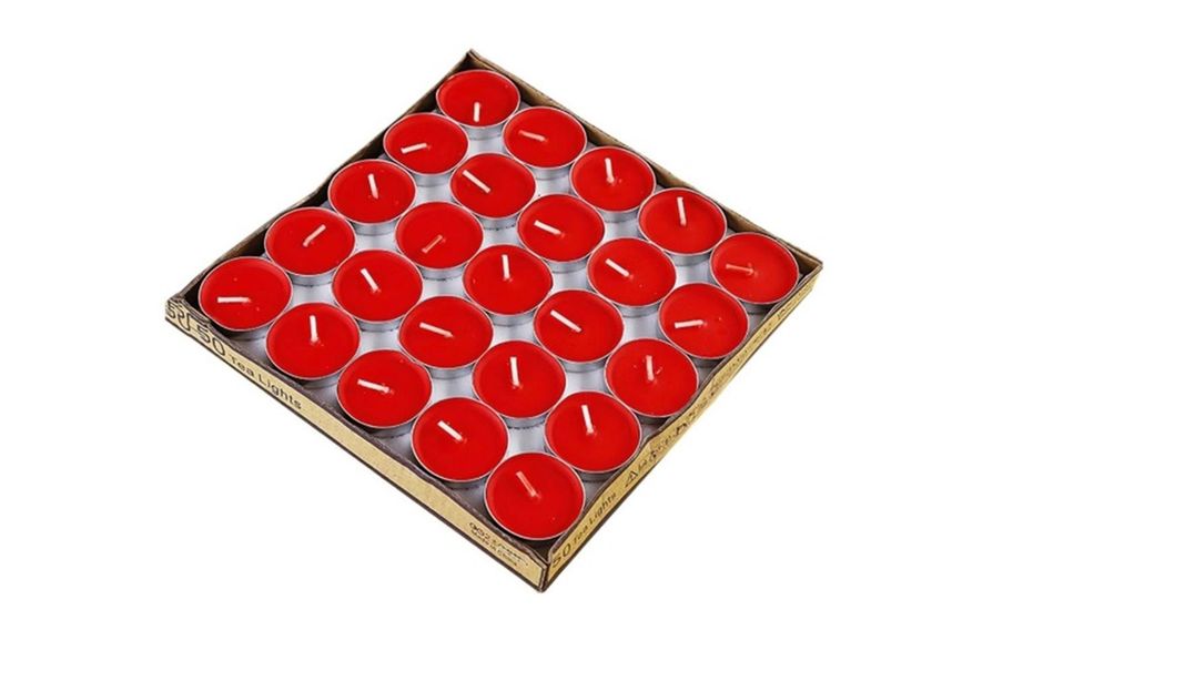 SET DE 50 VELAS TEA LIGHT 0.9 X 3.5 CM ROJA-3