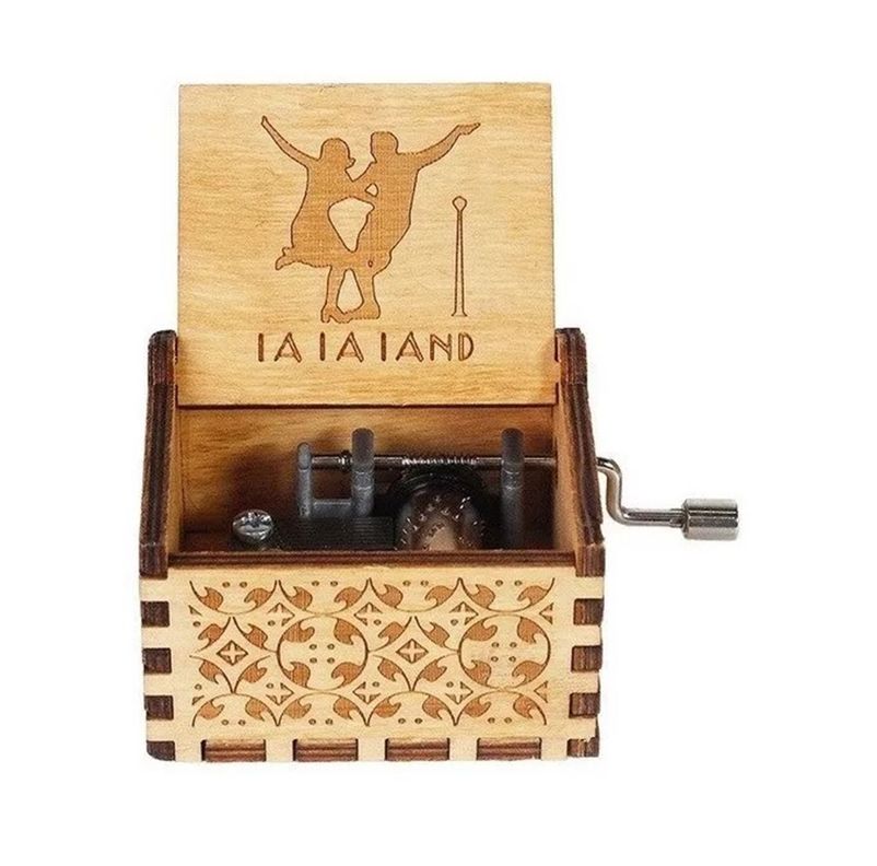 CAJA MUSICAL DE MADERA CON MANIVELA LA LA LAND