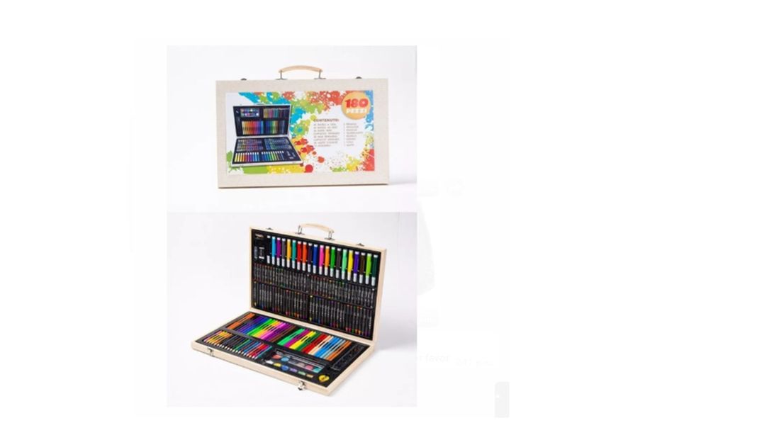Set de arte 180 Pcs Lapices Para Colorear Maleta De Madera-1