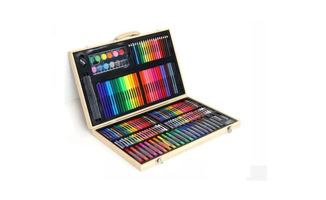 Set de arte 180 Pcs Lapices Para Colorear Maleta De Madera-3