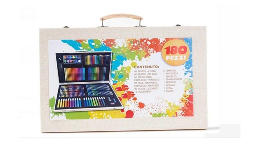 Set de arte 180 Pcs Lapices Para Colorear Maleta De Madera-4