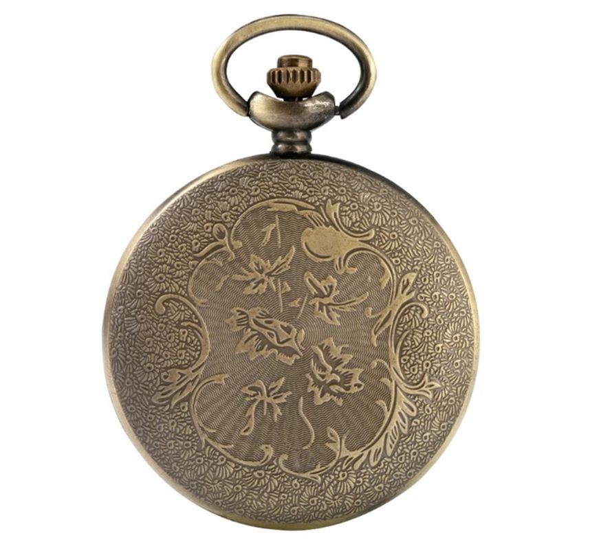RELOJ DE BOLSILLO MARIPOSA CON TAPA CALADA VINTAGE-2