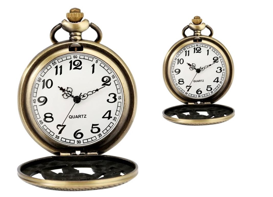 RELOJ DE BOLSILLO MARIPOSA CON TAPA CALADA VINTAGE-3
