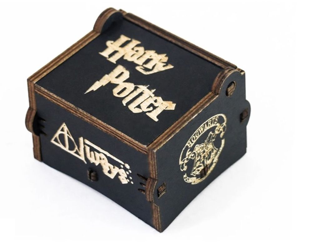 CAJA MUSICAL DE MADERA A CUERDA HARRY POTER NEGRA-0