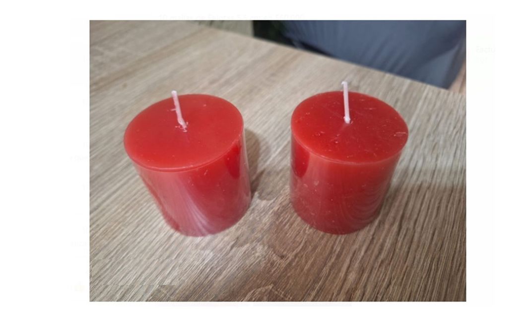 PACK DE 2 VELAS CIRIOS ROJOS  DE 5 X 5-2