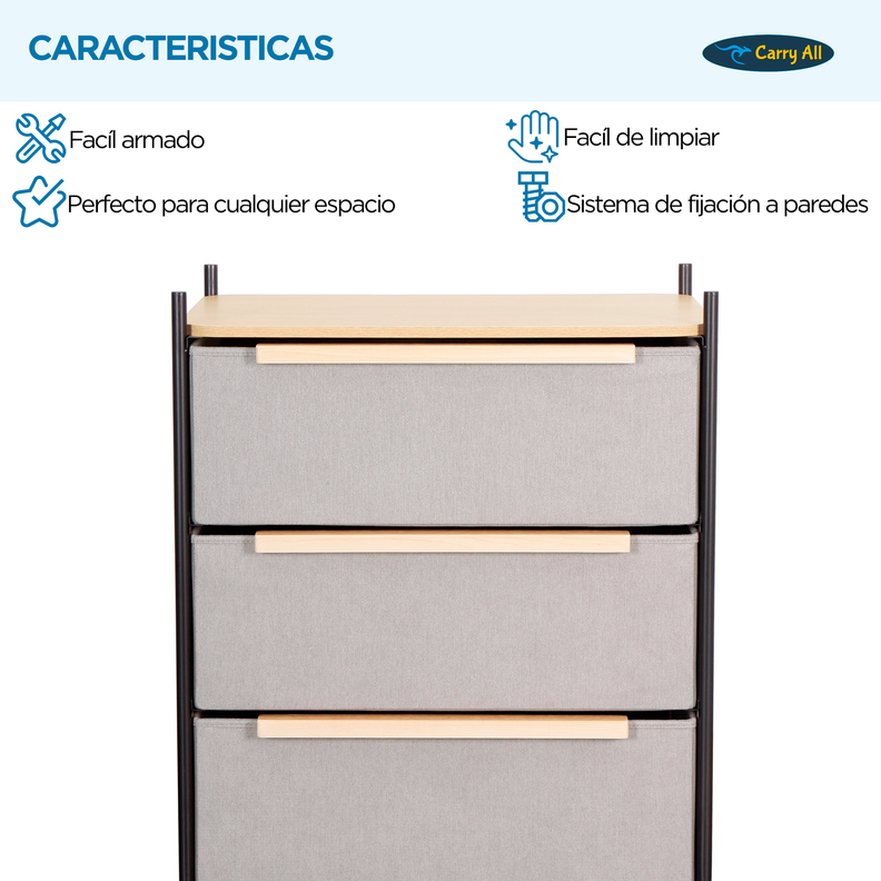 Velador Cajonera 3 Cajones Carry All Línea Minimalist -4