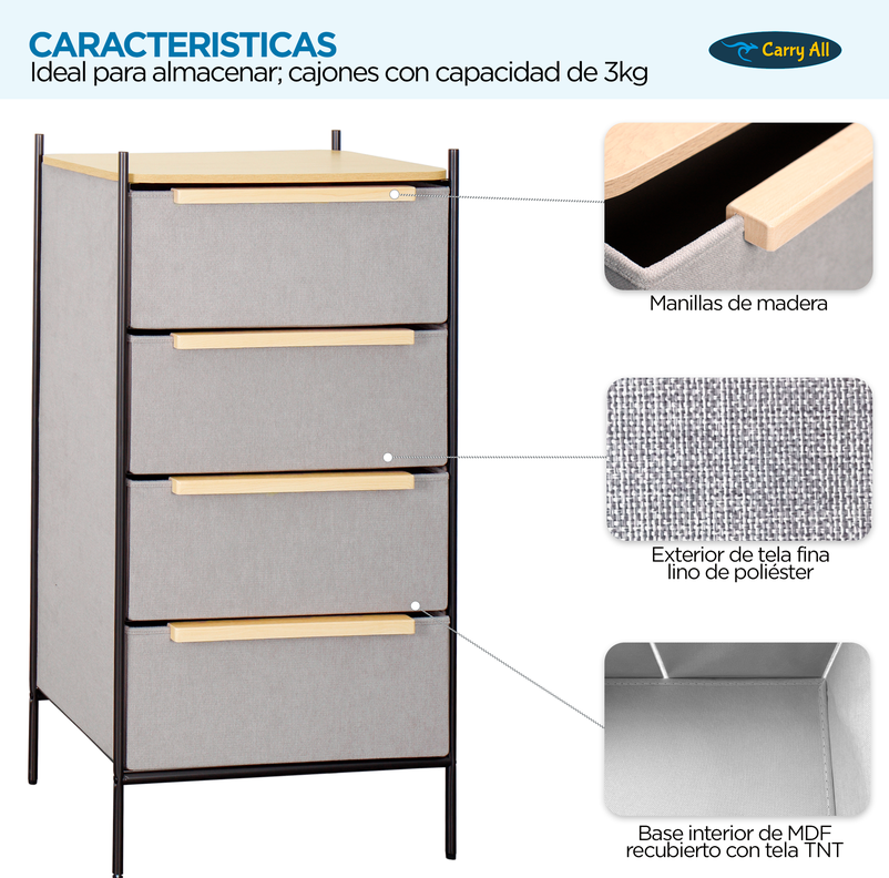 Velador 4 Cajones Carry All® Línea Minimalist -2