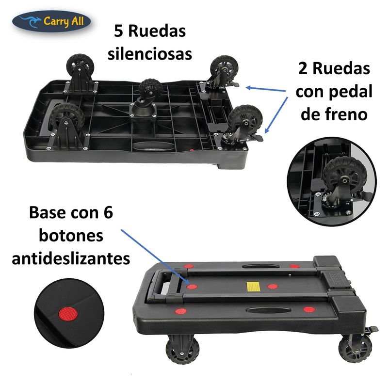 Carro Plegable De Carga Tipo Plataforma 200 Kilos 5 Ruedas Yegua-3