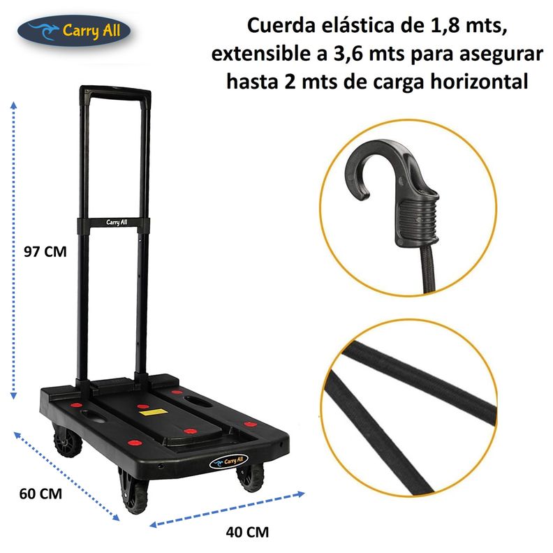 Carro Plegable De Carga Tipo Plataforma 200 Kilos 5 Ruedas Yegua-4