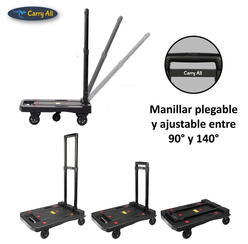 Carro Plegable De Carga Tipo Plataforma 200 Kilos 5 Ruedas Yegua-2