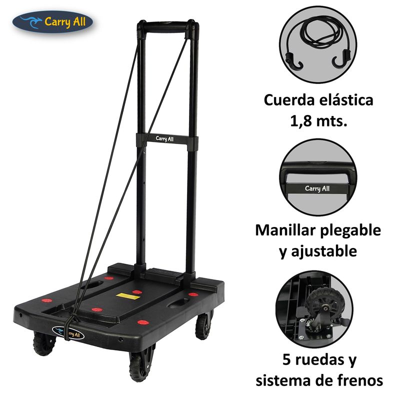Carro Plegable De Carga Tipo Plataforma 200 Kilos 5 Ruedas Yegua-1