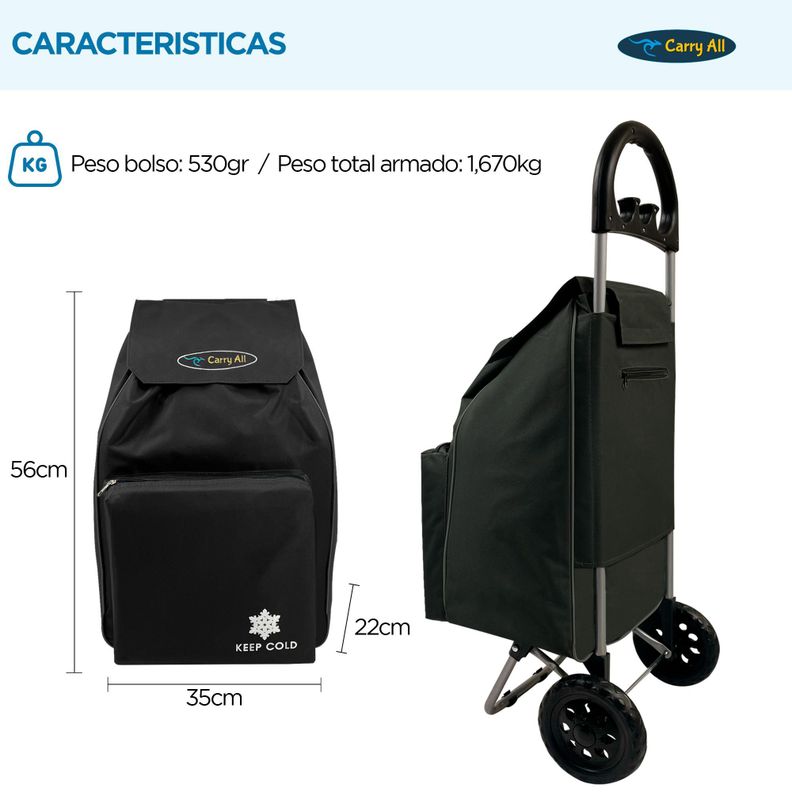 Carrito De Compras Plegable Carry All Glasgow 47 Litros Negro-1