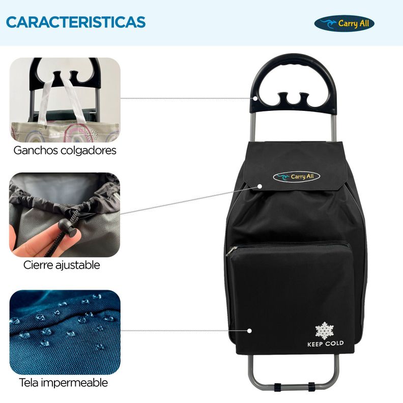 Carrito De Compras Plegable Carry All Glasgow 47 Litros Negro-2