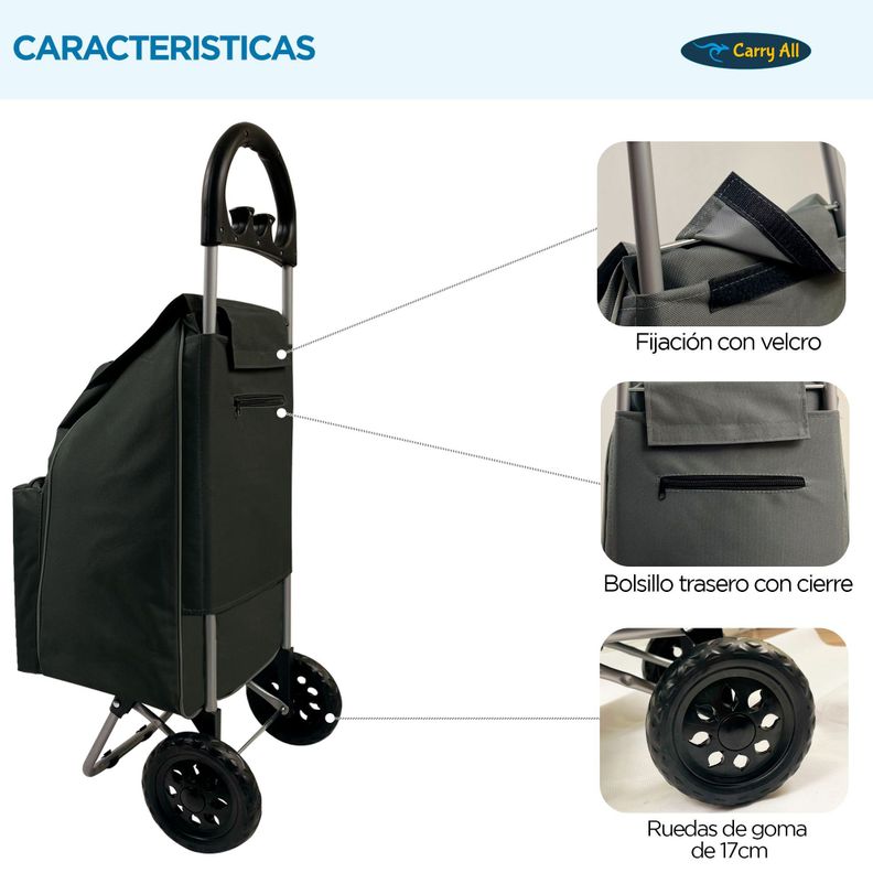 Carrito De Compras Plegable Carry All Glasgow 47 Litros Negro-3