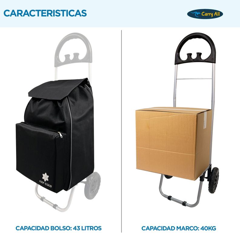 Carrito De Compras Plegable Carry All Glasgow 47 Litros Negro-4