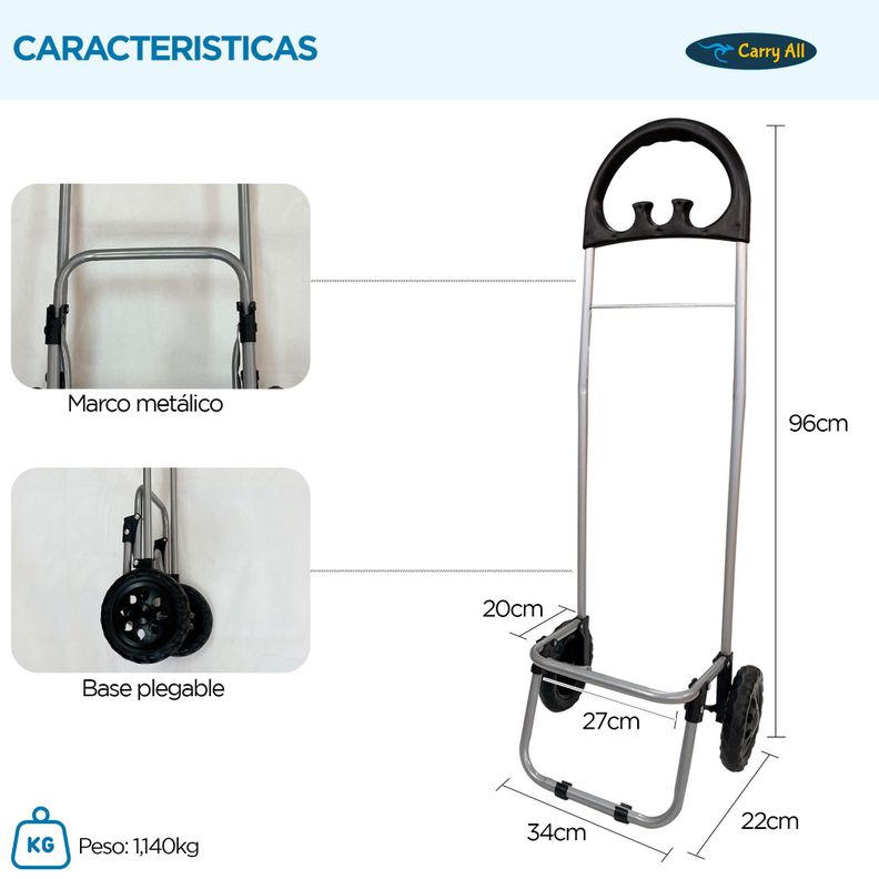 Carrito De Compras Plegable Carry All Glasgow 47 Litros Negro-5