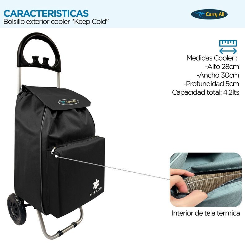 Carrito De Compras Plegable Carry All Glasgow 47 Litros Negro-6
