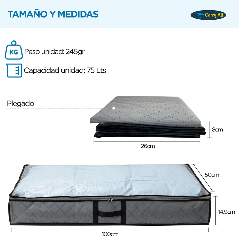 Pack 2 Bolsos Organizadores Bajo Cama Carry All® 75 Litros -1