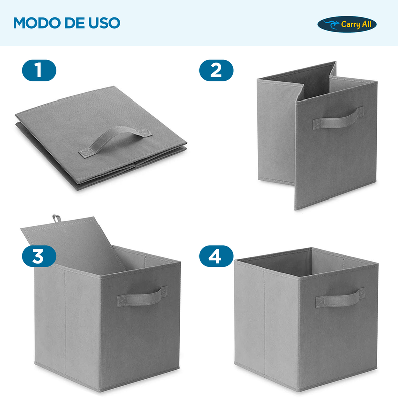 Pack 6 Cajas Cubo Organizadores Plegables Carry All®-1