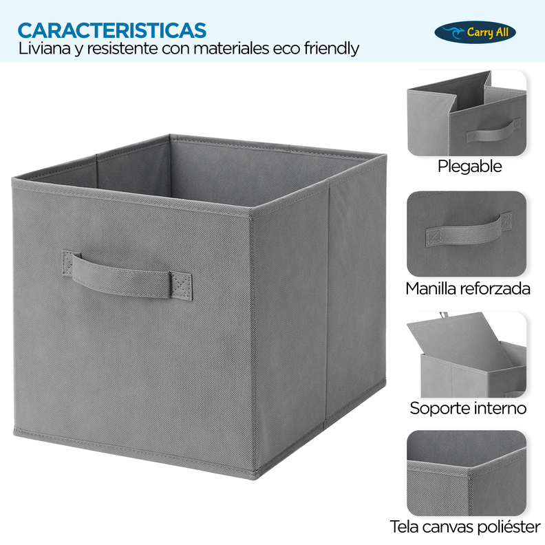 Pack 6 Cajas Cubo Organizadores Plegables Carry All®-2