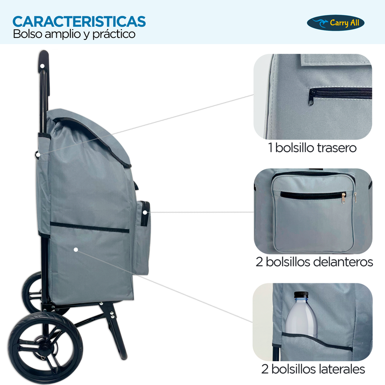 Carrito de Compras  Plegable Carry All® Sidney 55 Litros Tipo Yegua Gris-1