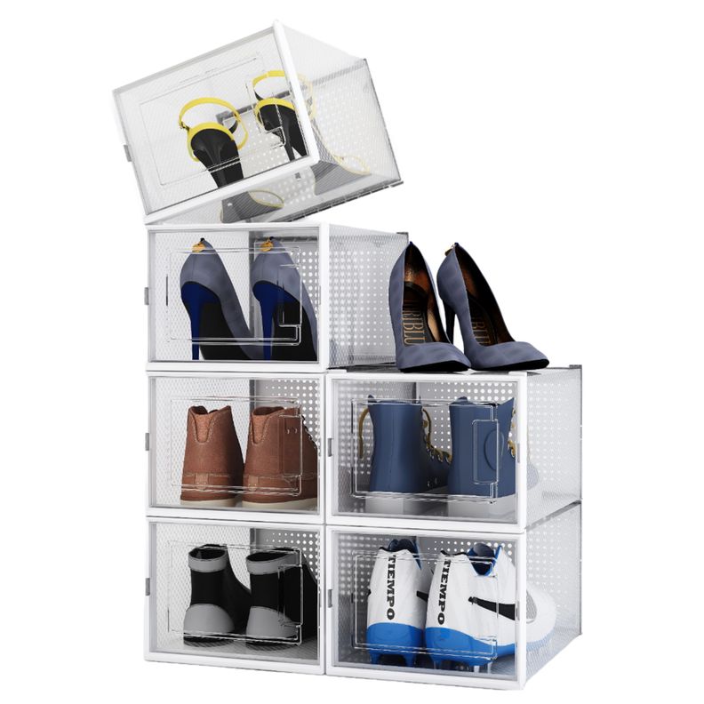 Pack 6 Cajas Organizadoras Zapatos Ropa Varios Apilables Zapatera Talla M