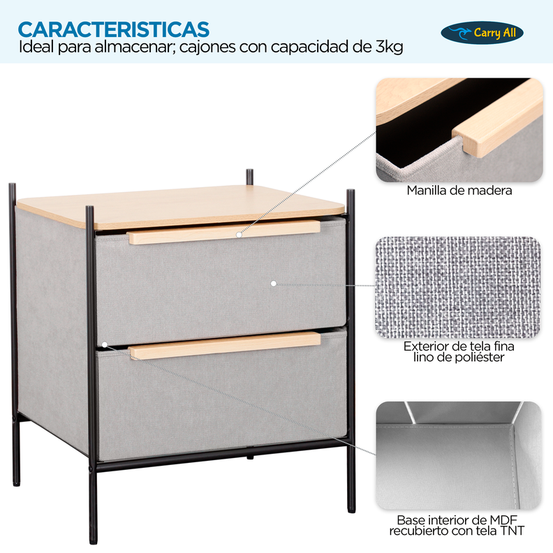 Velador Cajonera Carry All  Línea Minimalist -2