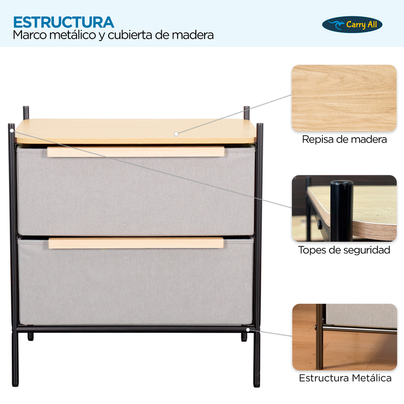 Velador Cajonera Carry All  Línea Minimalist -3