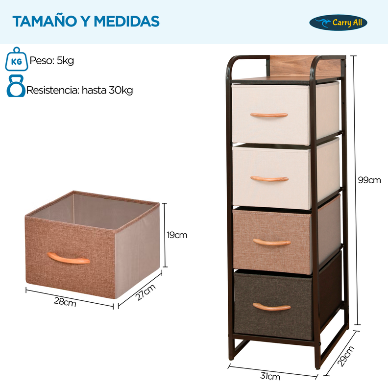 Velador Cajonera 4 Cajones Carry All® Linea Hogar-1