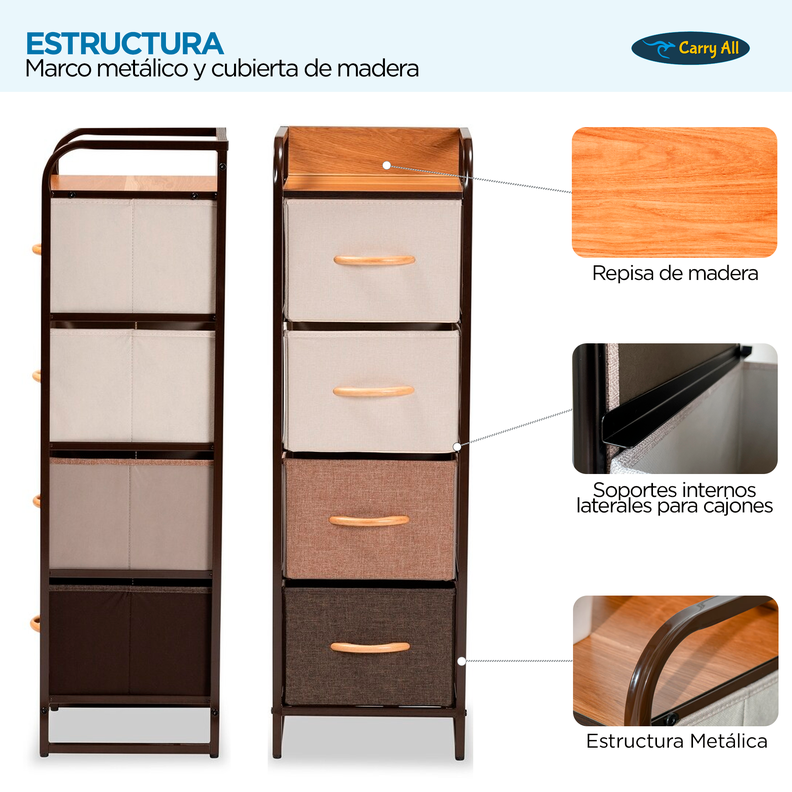 Velador Cajonera 4 Cajones Carry All® Linea Hogar-2