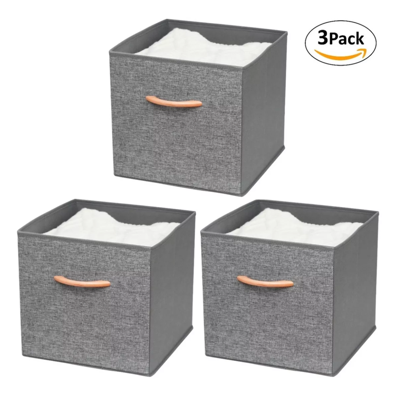 Pack 3 Cajas Cubo Organizador Plegable De Tela-0
