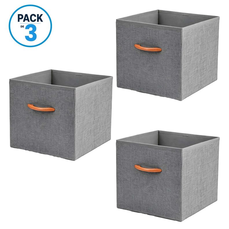 Pack 3 Cajas Cubo Organizador Plegable De Tela