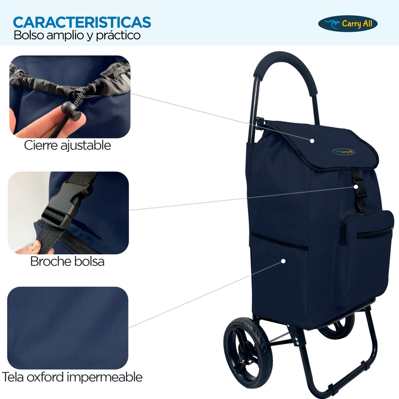 Carrito De Compras Plegable Carry All Sidney 55 Litros Carro De Feria Azul-1