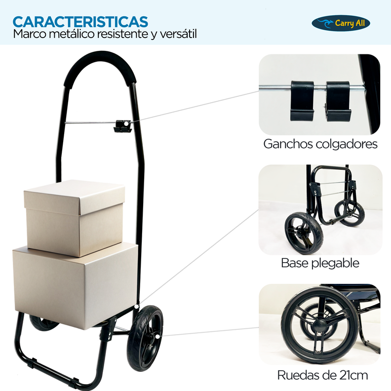 Carrito De Compras Plegable Carry All Sidney 55 Litros Carro De Feria Azul-4