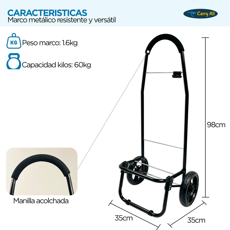 Carrito De Compras Plegable Carry All Sidney 55 Litros Carro De Feria Azul-5