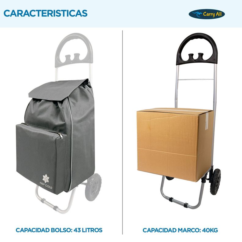 Carrito De Compras Plegable Carry All Glasgow 47 Litros Gris-4
