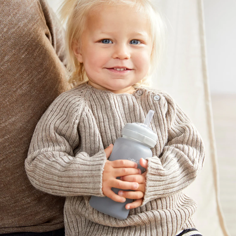Mamadera De Vidrio Con Bombilla 240 ML Gris-3